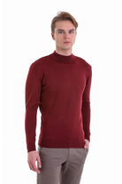 Comfort Fit Wool Blend Brick Mock Neck Sweater - MIB