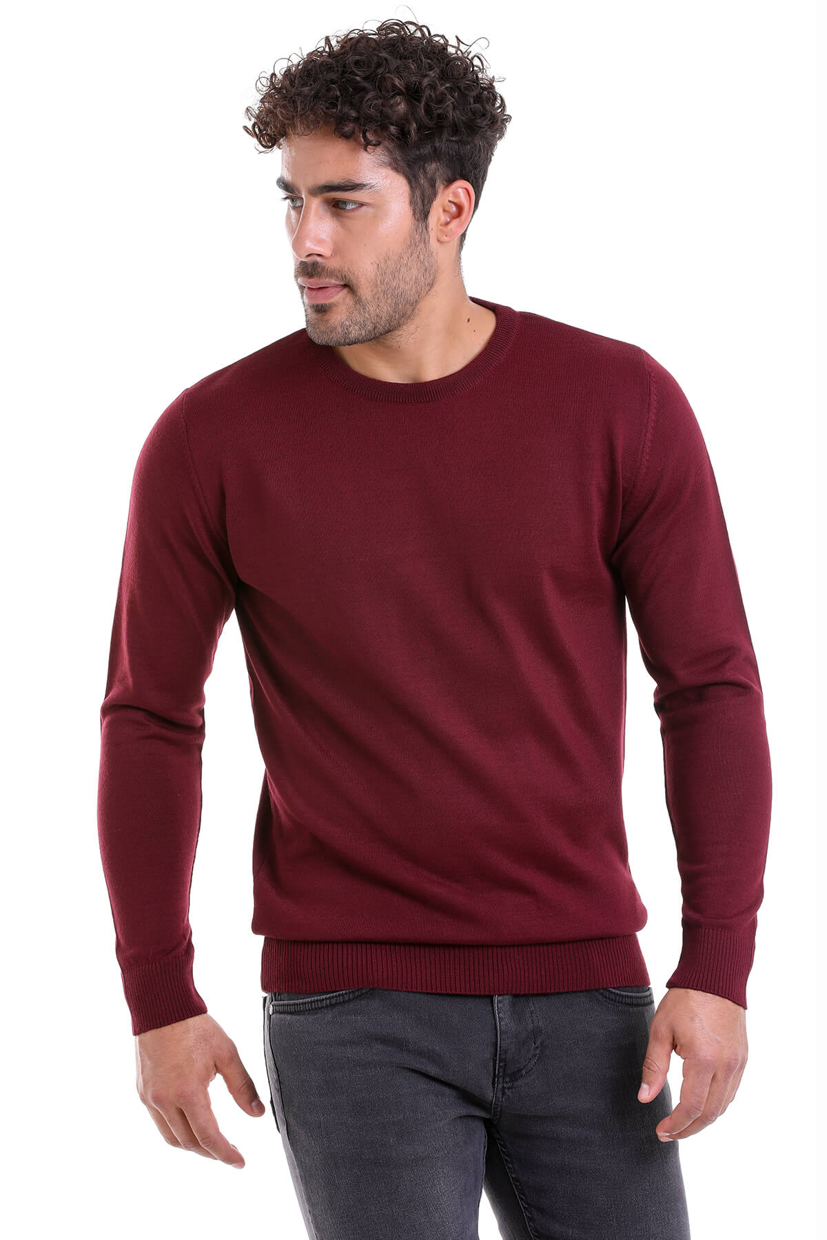 Comfort Fit Wool Blend Burgundy Crewneck Sweater - MIB