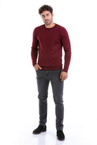 Comfort Fit Wool Blend Burgundy Crewneck Sweater - MIB