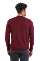 Comfort Fit Wool Blend Burgundy Crewneck Sweater - MIB