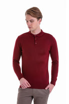 Comfort Fit Wool Blend Burgundy Polo Sweater - MIB