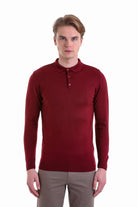 Comfort Fit Wool Blend Burgundy Polo Sweater - MIB