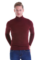 Comfort Fit Wool Blend Burgundy Turtleneck Sweater - MIB