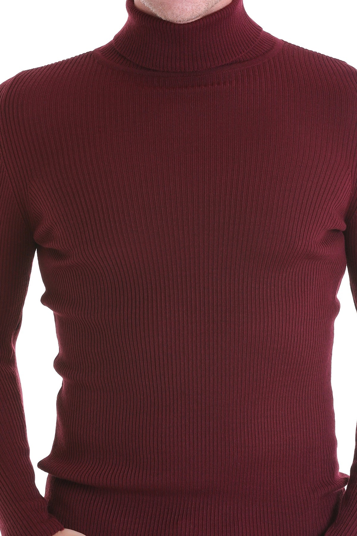 Comfort Fit Wool Blend Burgundy Turtleneck Sweater - MIB