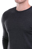 Comfort Fit Wool Blend Charcoal Crewneck Sweater - MIB