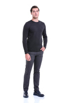 Comfort Fit Wool Blend Charcoal Crewneck Sweater - MIB