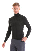 Comfort Fit Wool Blend Charcoal Turtleneck Sweater - MIB