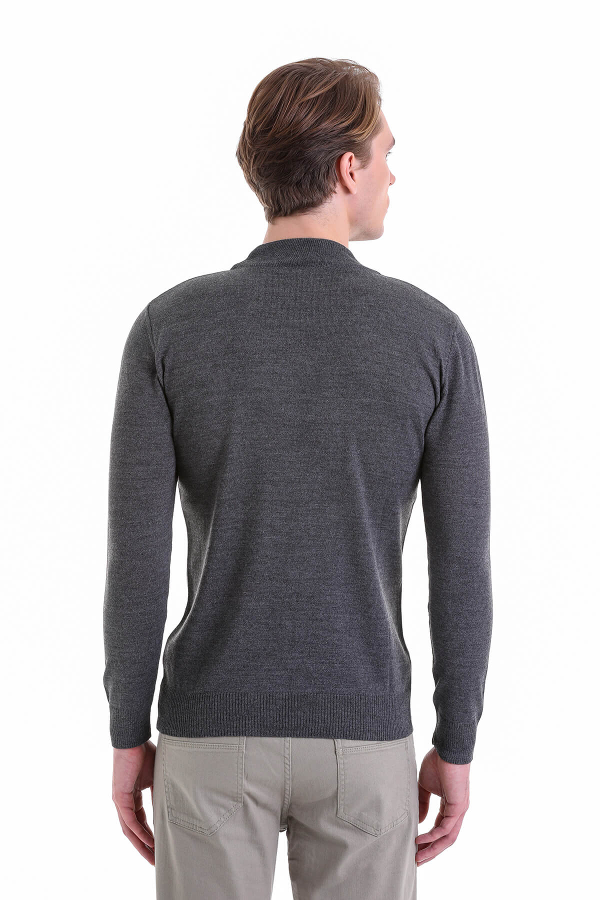 Comfort Fit Wool Blend Dark Gray Mock Neck Sweater - MIB