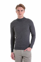 Comfort Fit Wool Blend Dark Gray Mock Neck Sweater - MIB