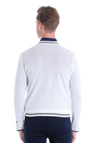 Comfort Fit Wool Blend Ecru Crewneck Sweater - SAYKI