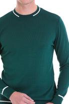 Comfort Fit Wool Blend Enamel Blue Crewneck Sweater - SAYKI