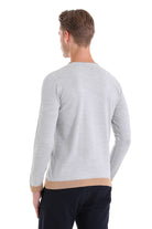 Comfort Fit Wool Blend Gray Crewneck Sweater - SAYKI