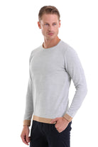 Comfort Fit Wool Blend Gray Crewneck Sweater - SAYKI