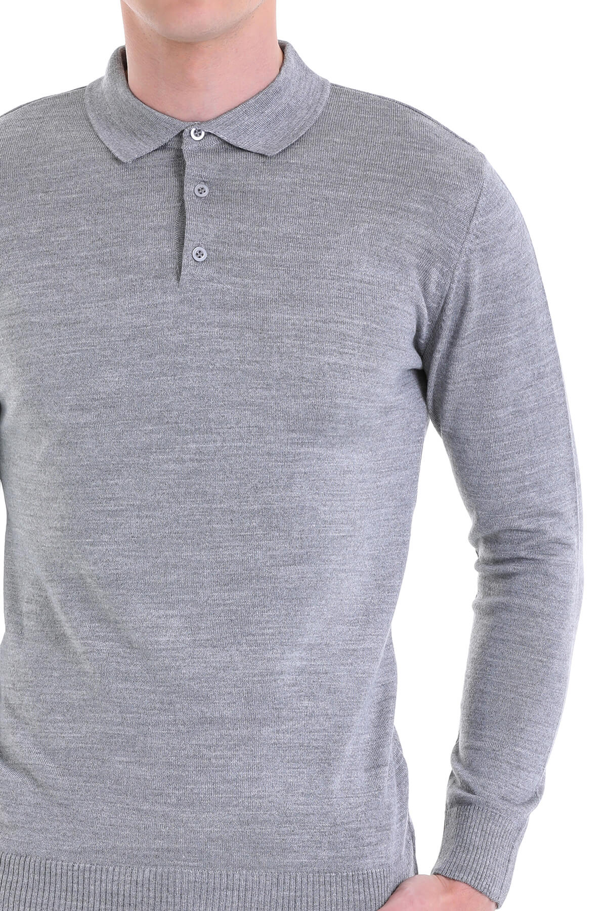 Comfort Fit Wool Blend Gray Polo Sweater - MIB