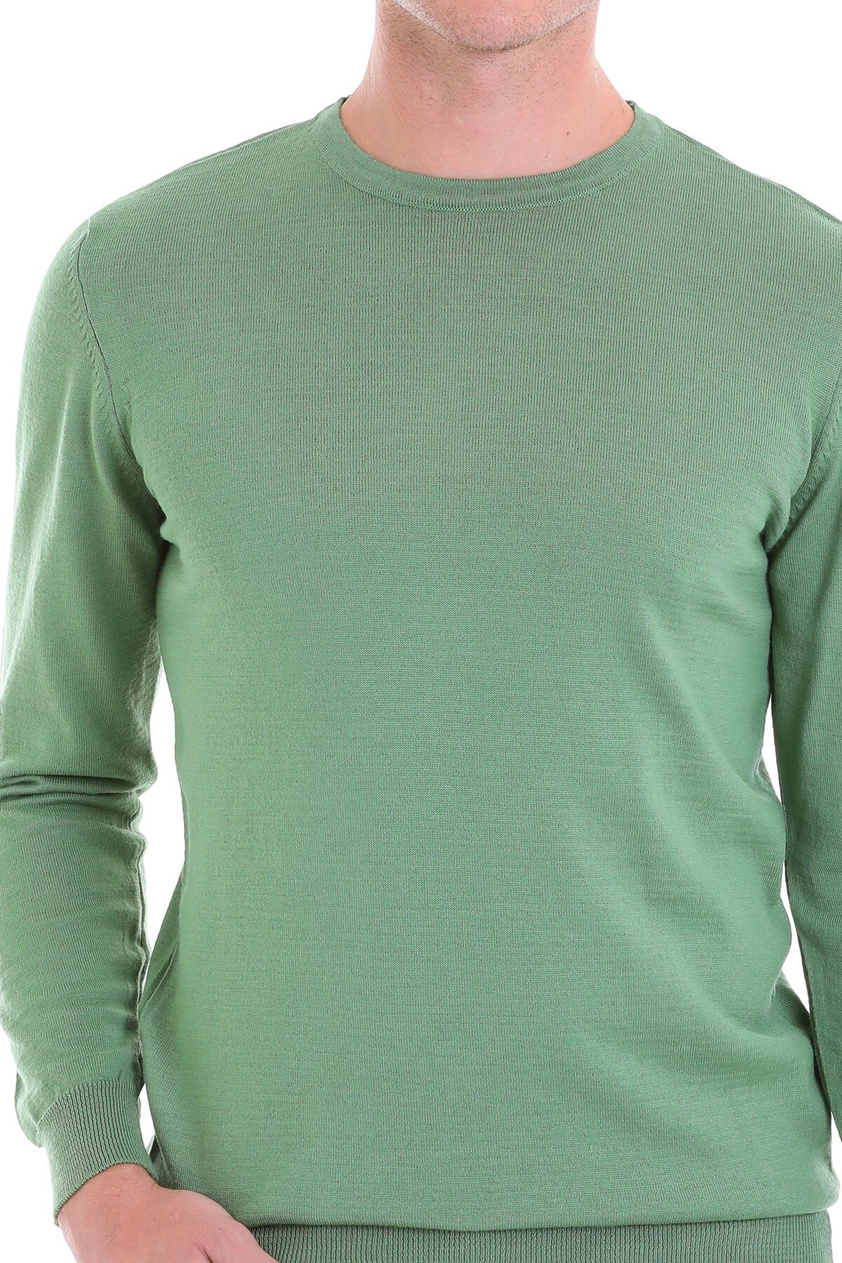 Comfort Fit Wool Blend Green Crewneck Sweater - MIB