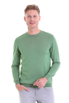 Comfort Fit Wool Blend Green Crewneck Sweater - MIB