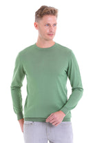 Comfort Fit Wool Blend Green Crewneck Sweater - MIB