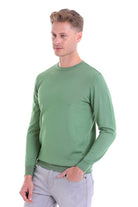 Comfort Fit Wool Blend Green Crewneck Sweater - MIB