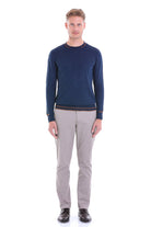 Comfort Fit Wool Blend Indigo Crewneck Sweater - SAYKI