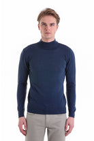 Comfort Fit Wool Blend Indigo Mock Neck Sweater - MIB