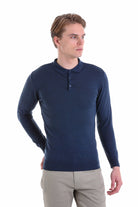 Comfort Fit Wool Blend Indigo Polo Sweater - MIB