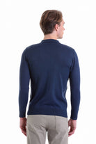 Comfort Fit Wool Blend Indigo Polo Sweater - MIB