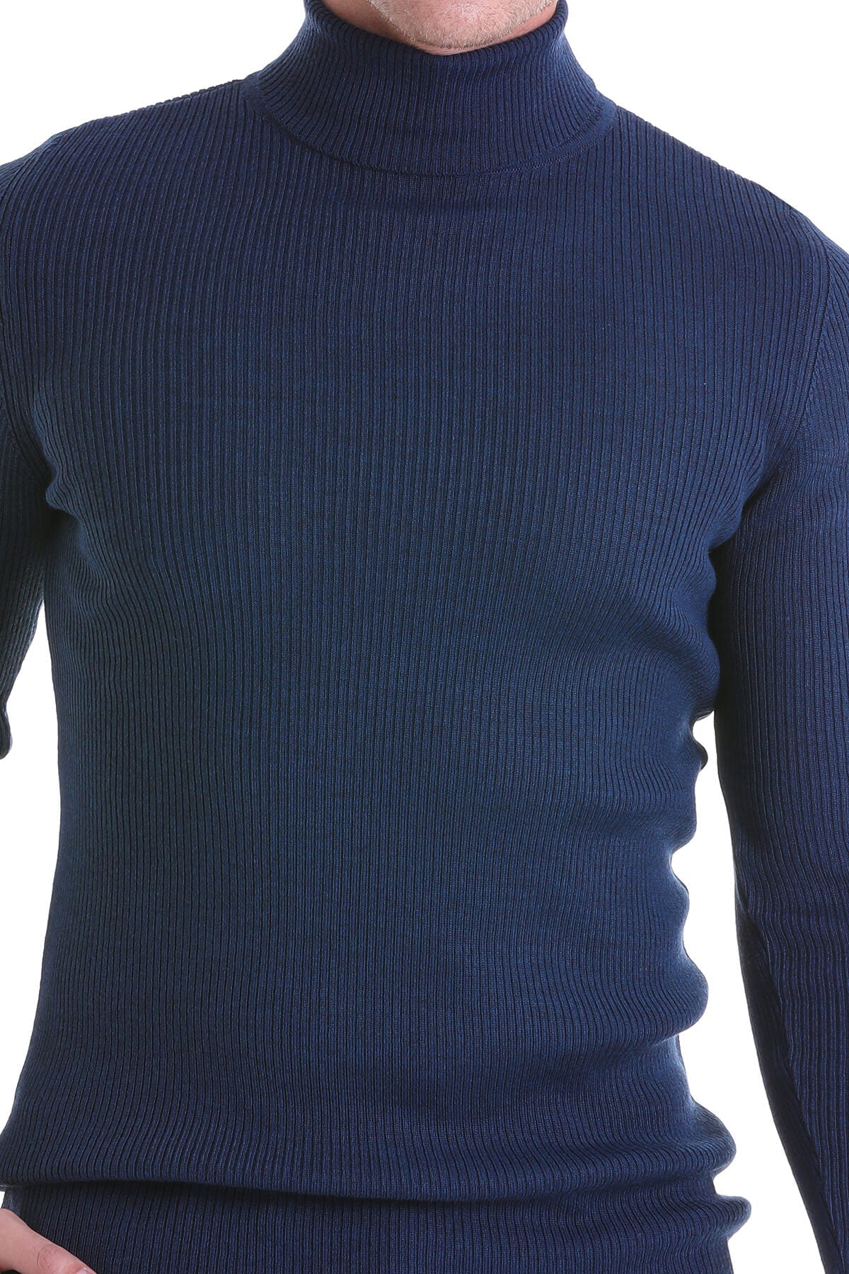 Comfort Fit Wool Blend Indigo Turtleneck Sweater - MIB