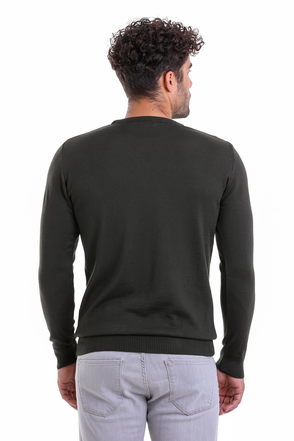 Comfort Fit Wool Blend Khaki Crewneck Sweater - MIB