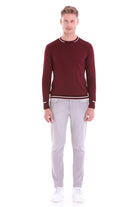 Comfort Fit Wool Blend Light Burgundy Crewneck Sweater