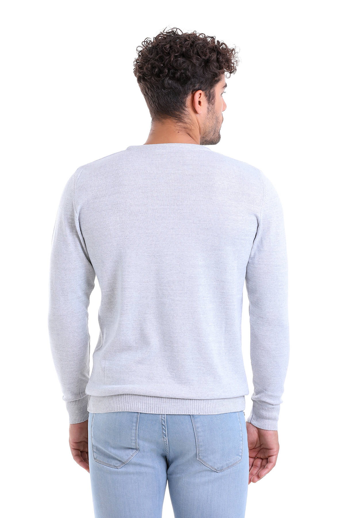 Comfort Fit Wool Blend Light Gray Crewneck Sweater - MIB