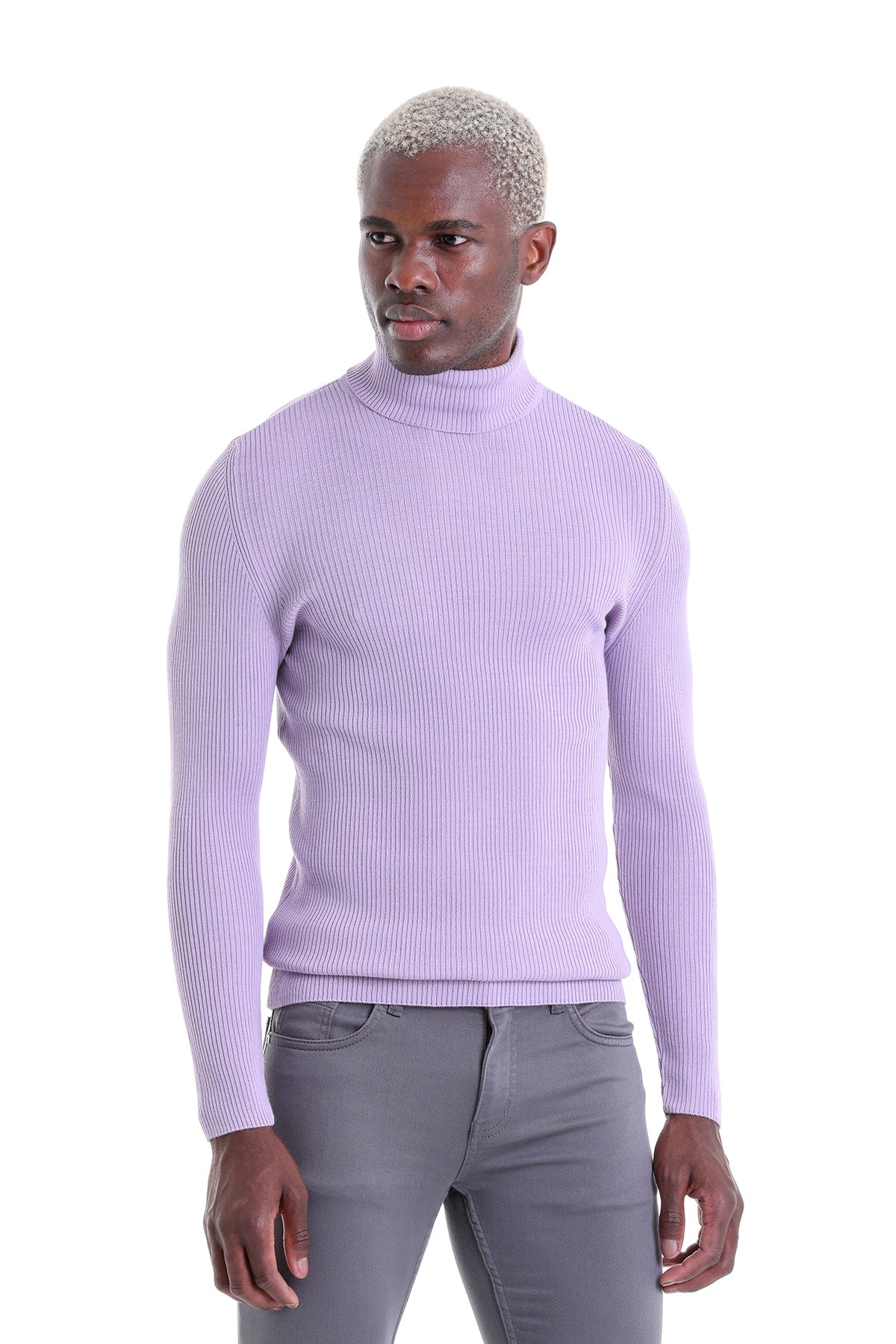 Comfort Fit Wool Blend Lilac Turtleneck Sweater - MIB