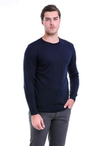 Comfort Fit Wool Blend Navy Crewneck Sweater - MIB