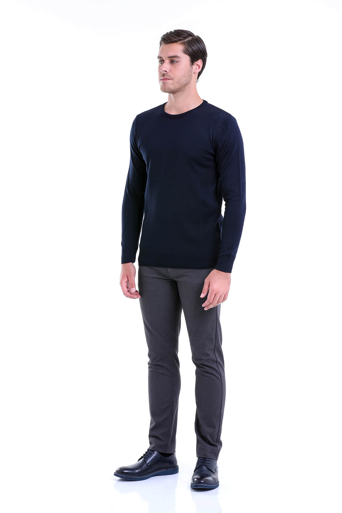 Comfort Fit Wool Blend Navy Crewneck Sweater - MIB