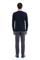 Comfort Fit Wool Blend Navy Crewneck Sweater - MIB