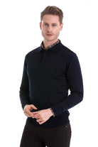 Comfort Fit Wool Blend Navy Polo Sweater - MIB