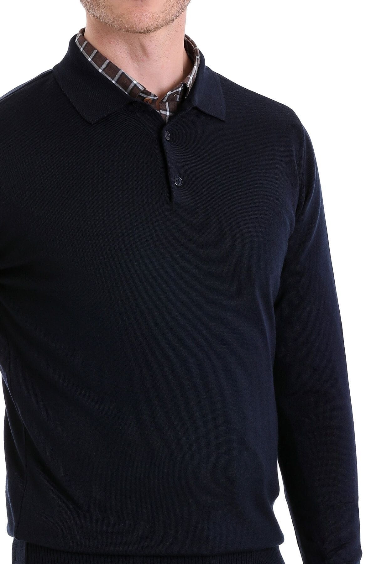 Comfort Fit Wool Blend Navy Polo Sweater - MIB