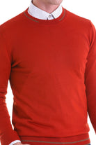 Comfort Fit Wool Blend Orange Crewneck Sweater - SAYKI