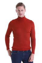 Comfort Fit Wool Blend Orange Turtleneck Sweater - MIB