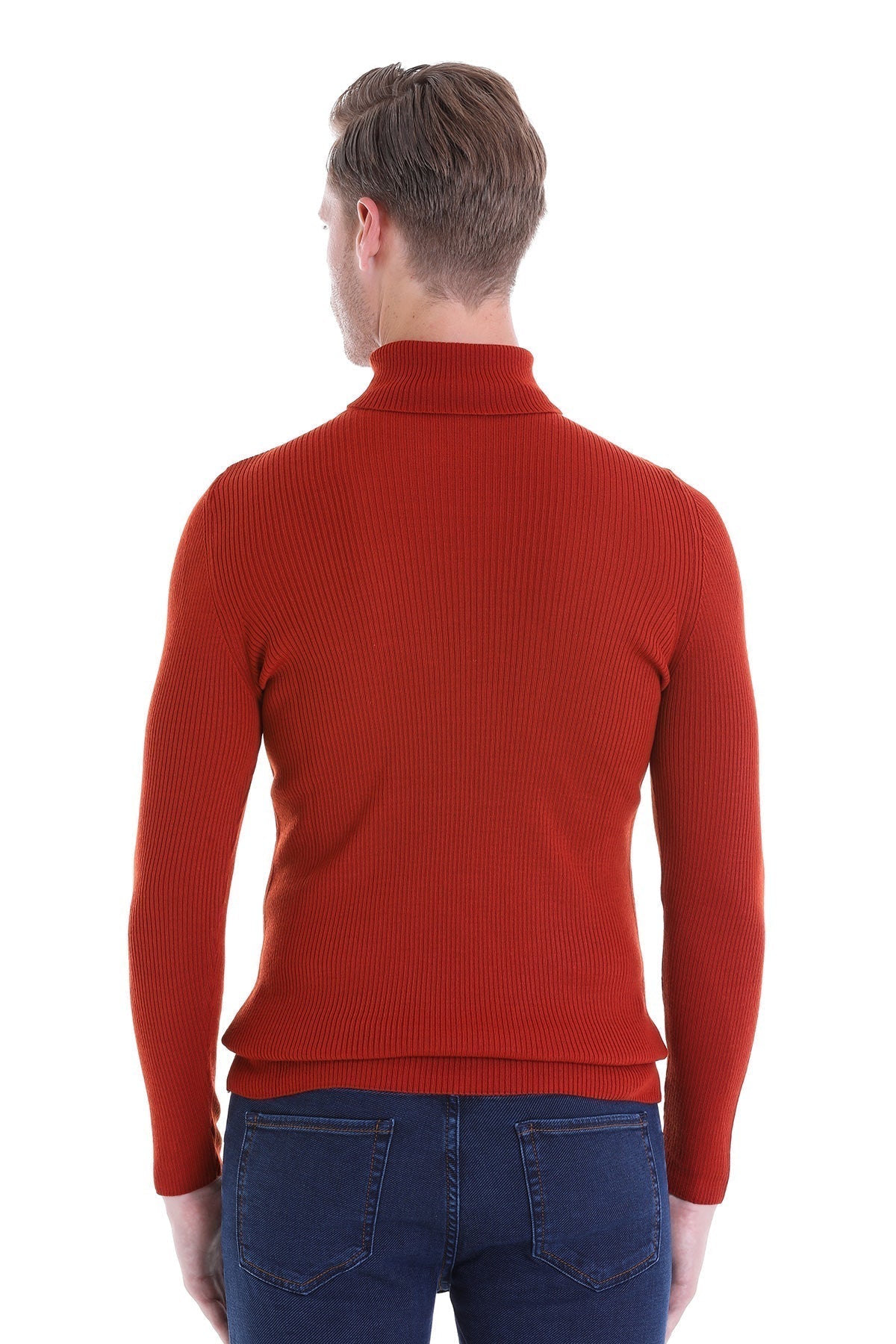 Comfort Fit Wool Blend Orange Turtleneck Sweater - MIB