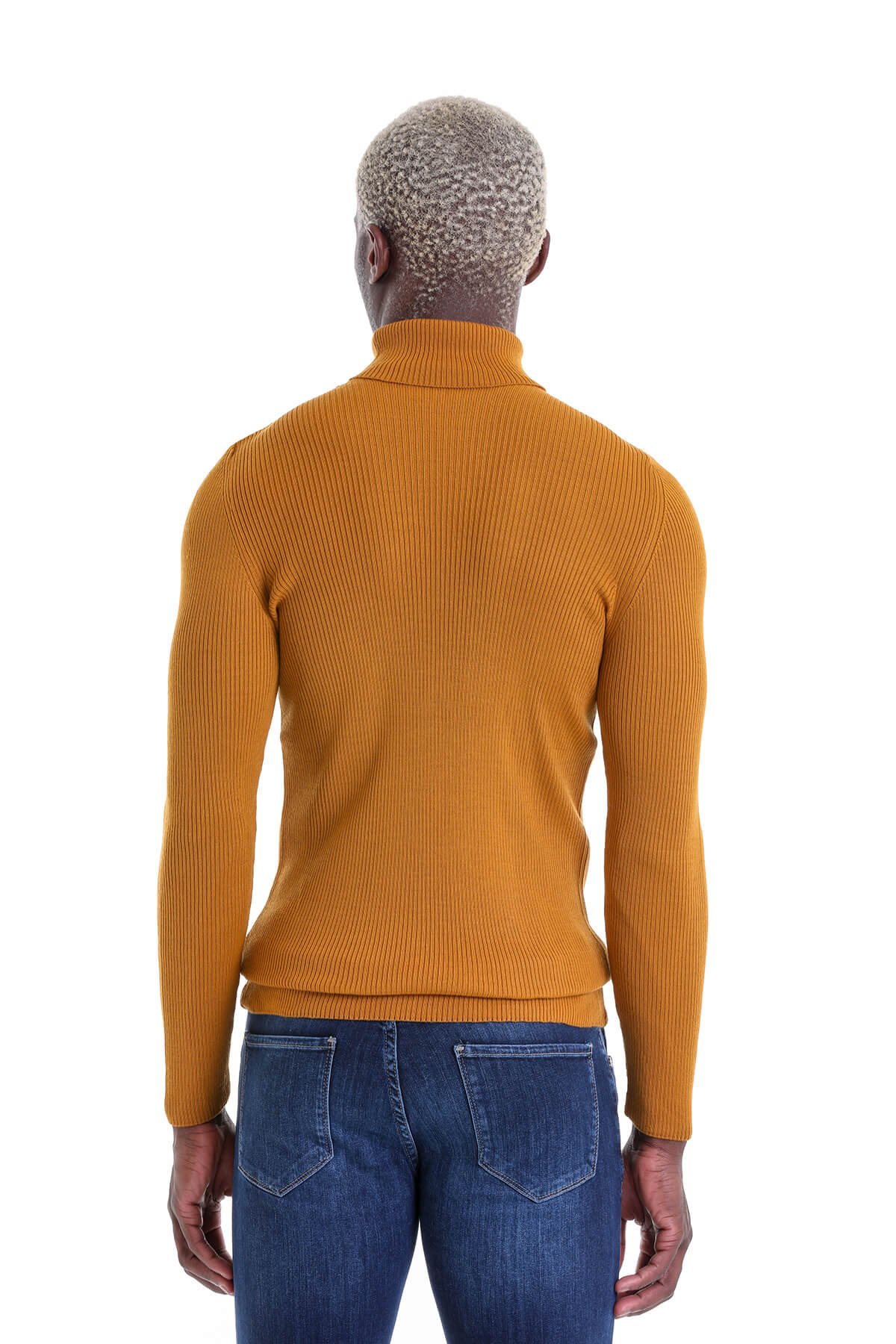 Comfort Fit Wool Blend Saffron Turtleneck Sweater - MIB