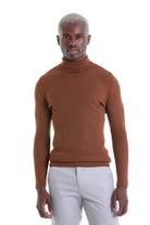 Comfort Fit Wool Blend Tobacco Turtleneck Sweater - MIB