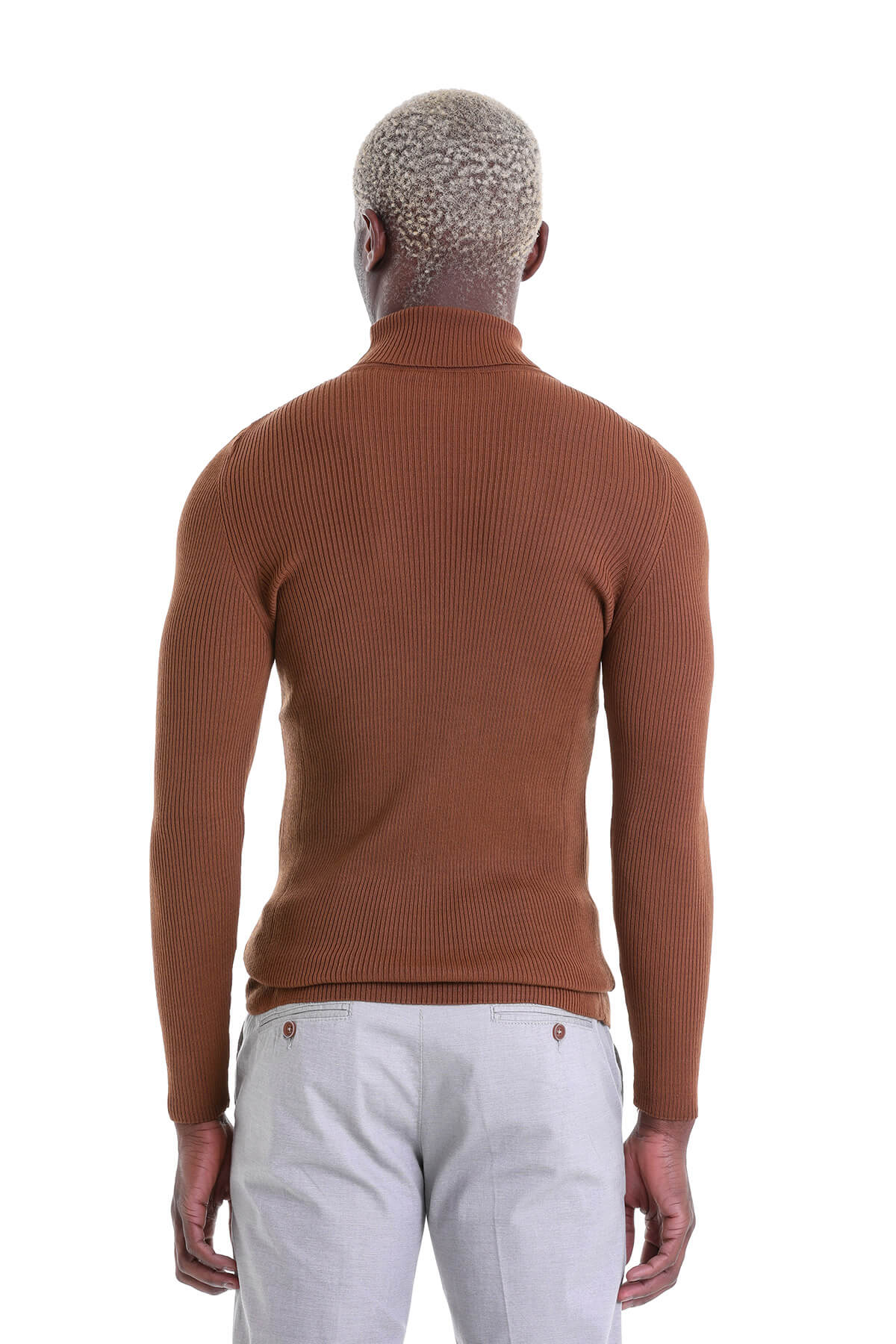 Comfort Fit Wool Blend Tobacco Turtleneck Sweater - MIB