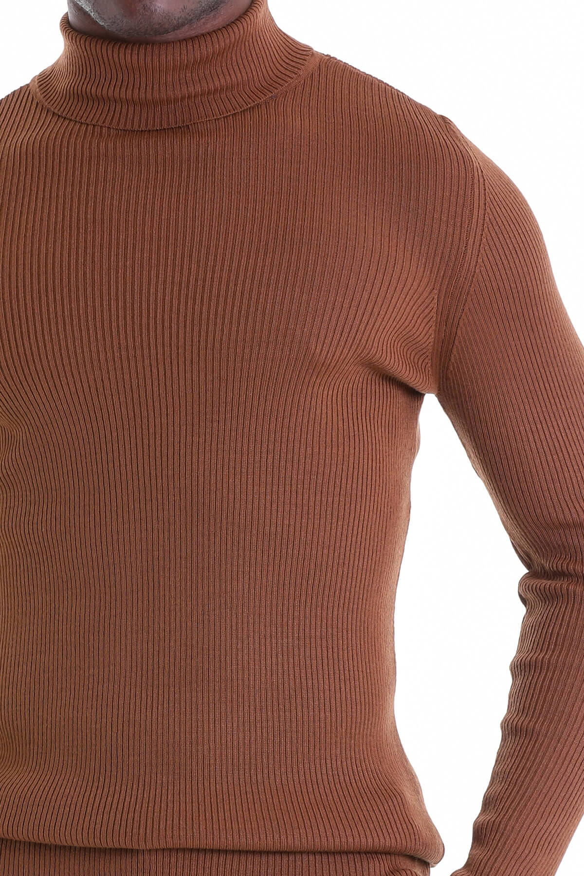 Comfort Fit Wool Blend Tobacco Turtleneck Sweater - MIB