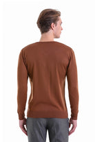 Comfort Fit Wool Blend Tobacco V-Neck Sweater - MIB