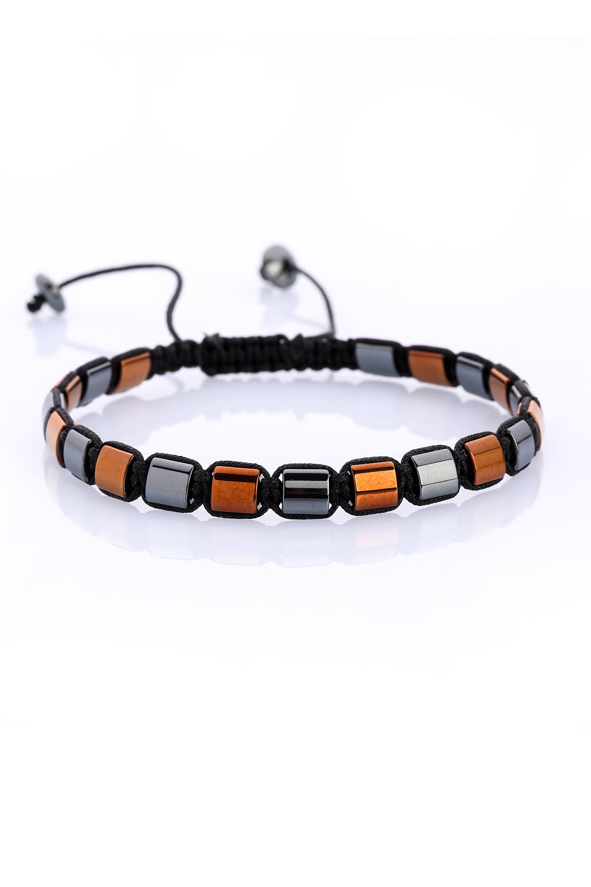 Copper - Charcoal Beads Hematite Bracelet - MIB