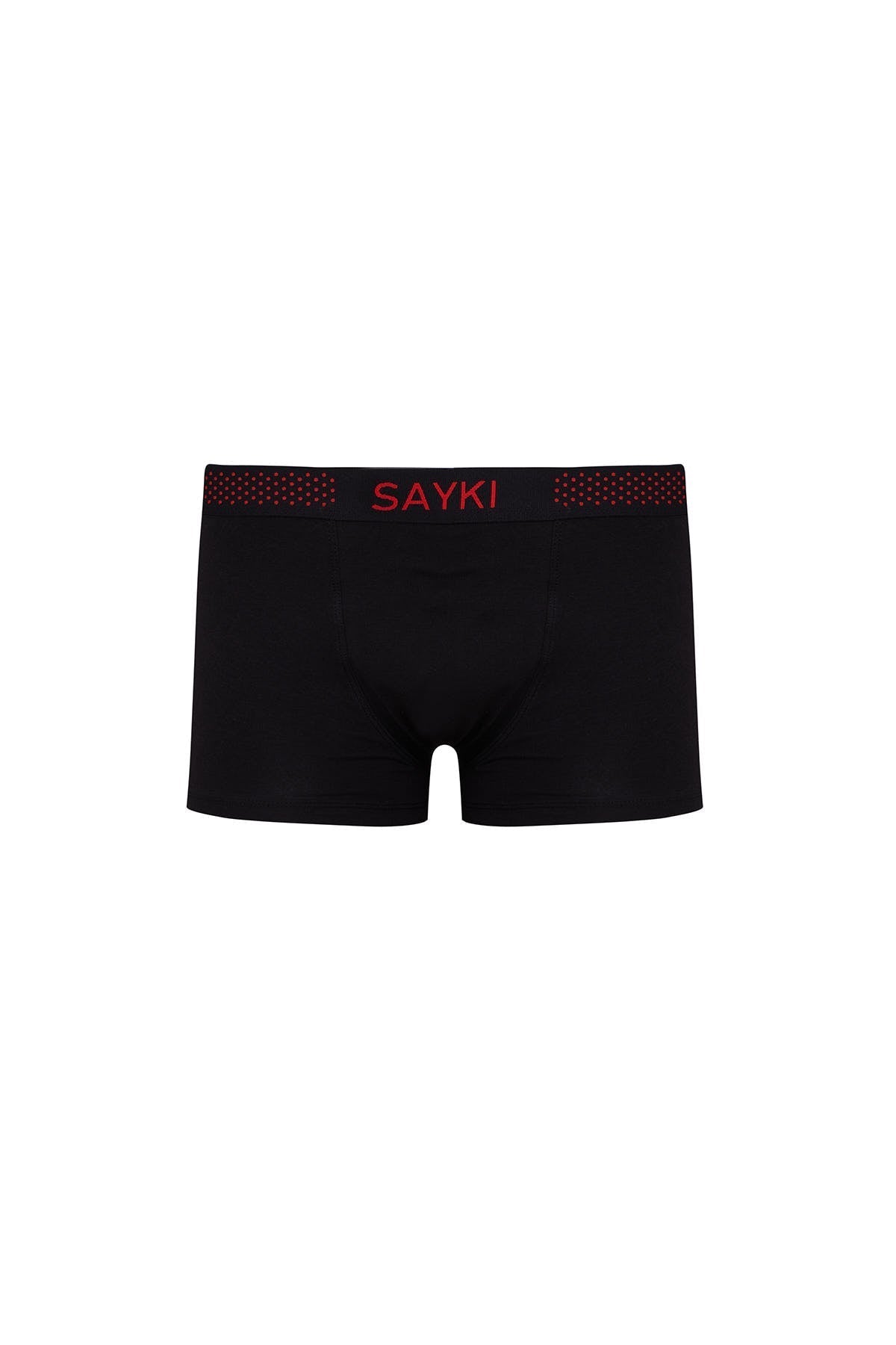 Dot Patterned Red - Black Modal Jersey Boxer - MIB