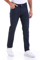 Dynamic Fit 5 Pocket Low Waist Cotton Navy Casual Pants