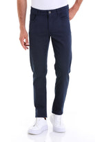 Dynamic Fit 5 Pocket Low Waist Cotton Navy Casual Pants