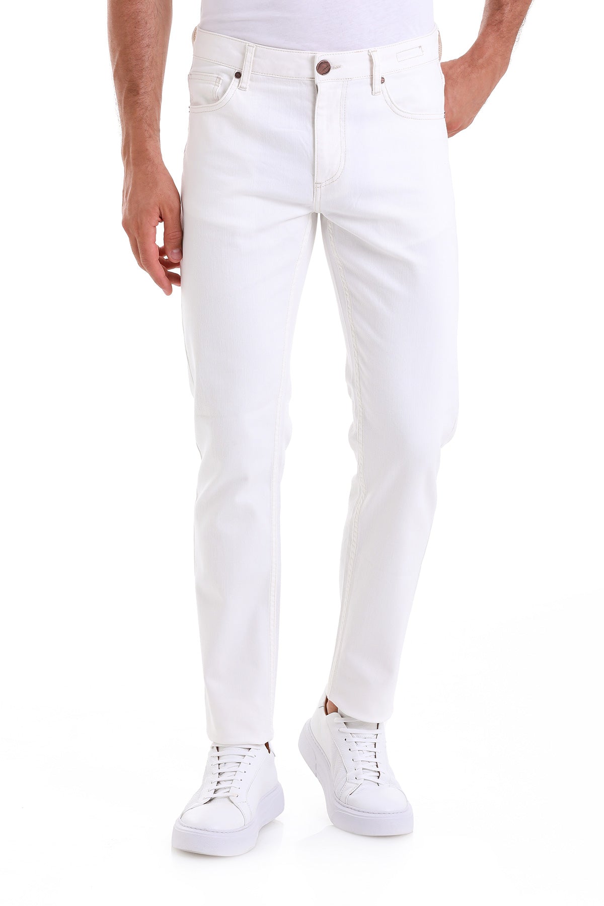 Dynamic Fit 5 Pocket Low Waist Cotton White Denim - MIB