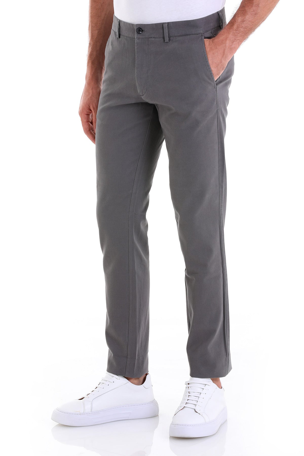 Dynamic Fit High Waist Cotton Dark Gray Casual Pants - MIB